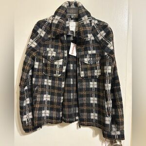 Avec Les Filles Black and Brown Plaid Jacket